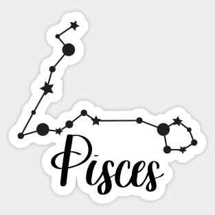 Pisces Zodiac Constellation in Black Sticker